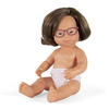 Miniland Educational Baby Doll Caucasian Girl With Down Syndrome With Glasses 15in 31110